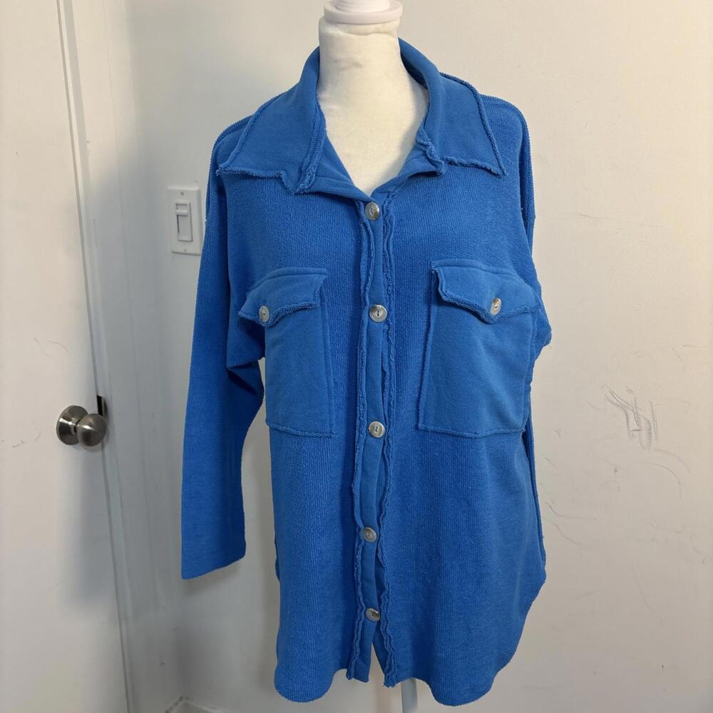 BUCKETLIST‎ Terry Cloth Button Up Shirt Jacket shacket white Size Small